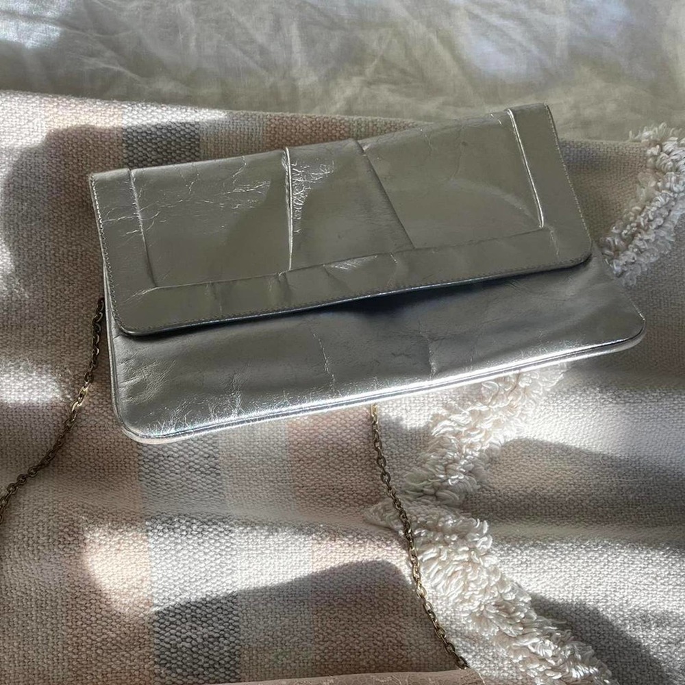 Vtg Metallic Chrome Clutch